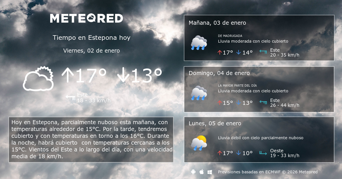 Tiempo en Estepona. Clima a 14 días Meteored